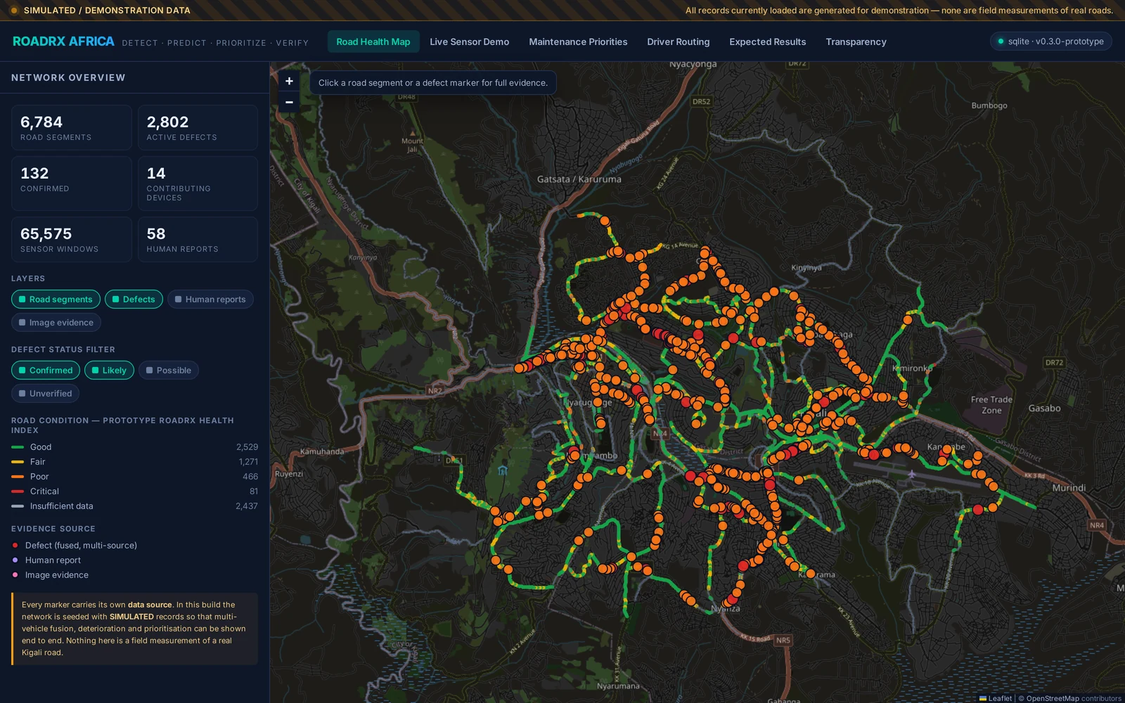 RoadRx Authority Road Health view