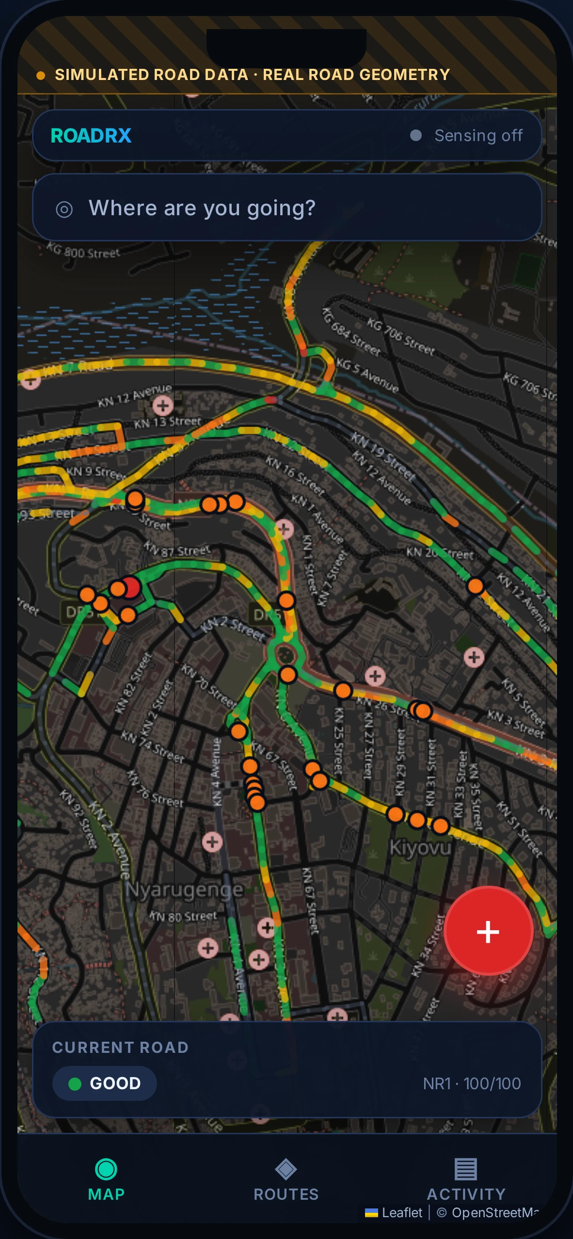 RoadRx Driver Map screen
